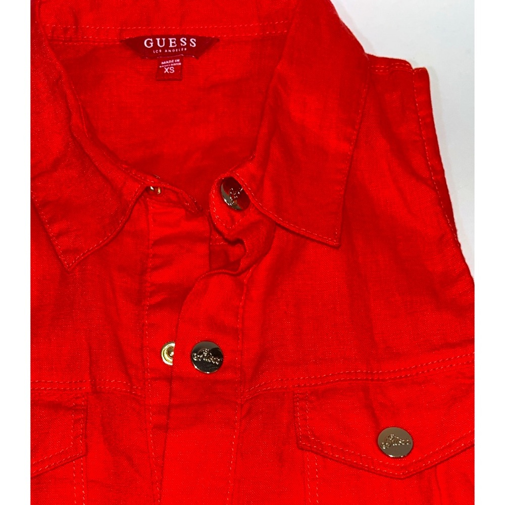 Guess Linen & Cotton Button Down Shirt Dress w/ Gold Buttons (Size: XS-S) - Picture 6 of 6